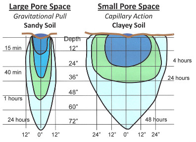 movement of water in sandy and clayey soils